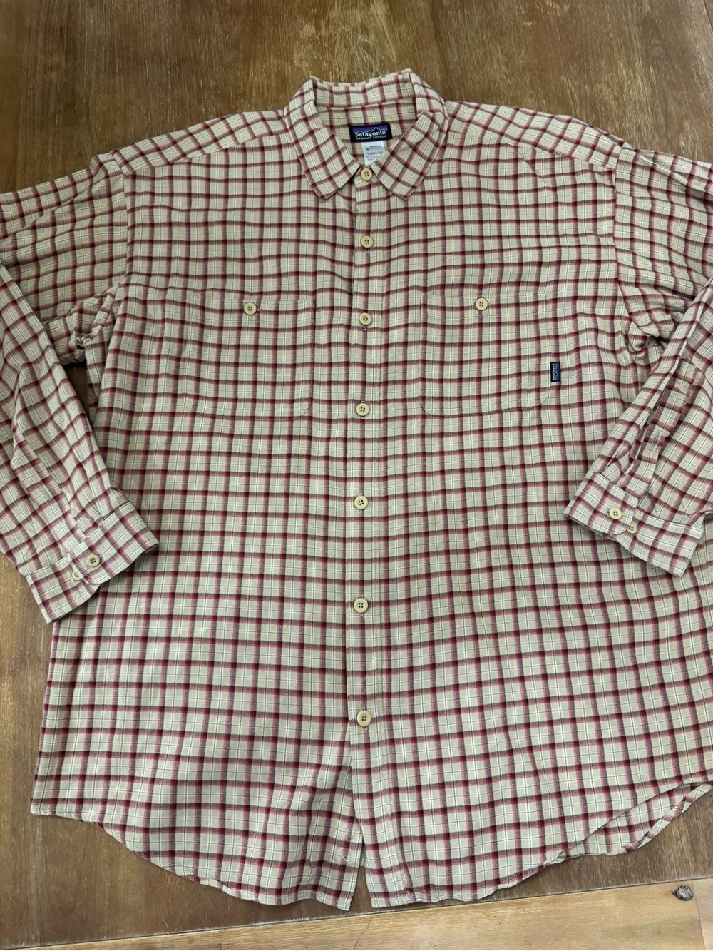 Patagonia Plaid Button-Down Shirt - Cream & Burgundy